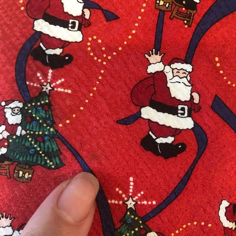 NWT Santa Silk Christmas Tie Red Tree Holiday Mens Formal Retro